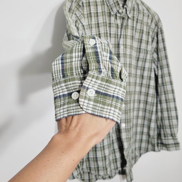 R&R Long Sleeve Casual Button Down Shirt Green Plaid Mens Pocket 17.5 Cotton - Picture 2 of 10